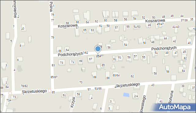 Częstochowa, Podchorążych, 65A, mapa Częstochowy