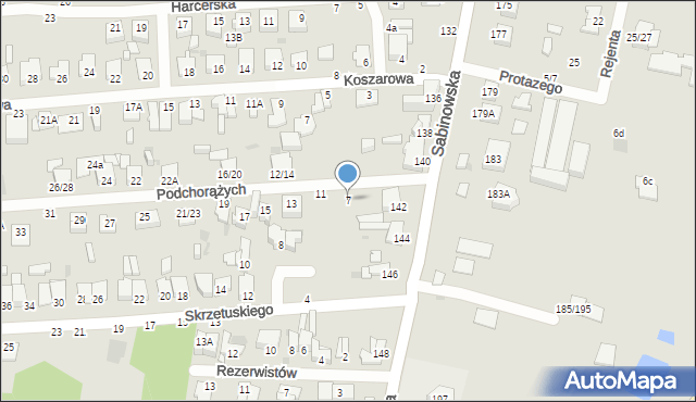 Częstochowa, Podchorążych, 7, mapa Częstochowy