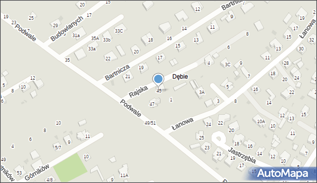 Częstochowa, Podwale, 45, mapa Częstochowy