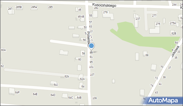 Częstochowa, Poselska, 89, mapa Częstochowy
