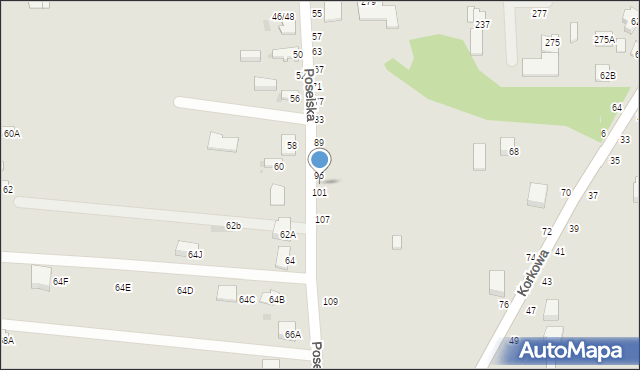 Częstochowa, Poselska, 97, mapa Częstochowy