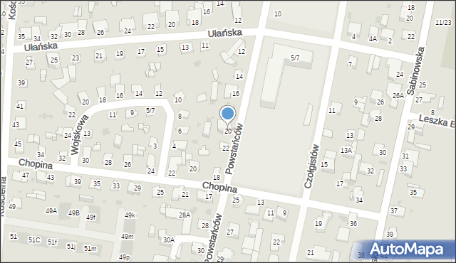 Częstochowa, Powstańców, 20, mapa Częstochowy