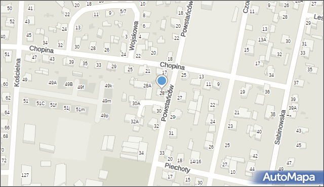 Częstochowa, Powstańców, 28, mapa Częstochowy