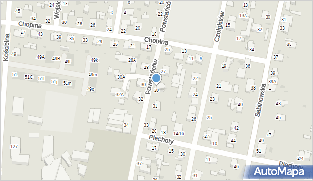 Częstochowa, Powstańców, 29, mapa Częstochowy