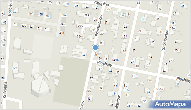 Częstochowa, Powstańców, 33, mapa Częstochowy