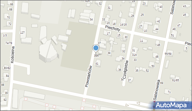 Częstochowa, Powstańców, 39A, mapa Częstochowy