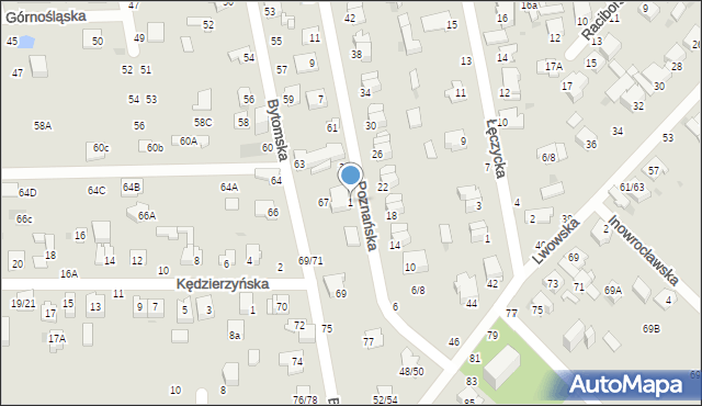 Częstochowa, Poznańska, 1, mapa Częstochowy