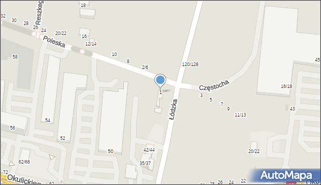 Częstochowa, Poleska, 1/3, mapa Częstochowy