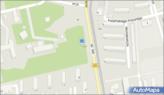 Częstochowa, Polskiego Czerwonego Krzyża, 1, mapa Częstochowy
