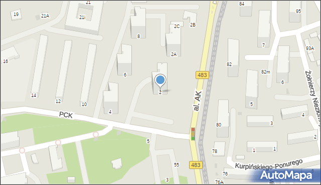 Częstochowa, Polskiego Czerwonego Krzyża, 2, mapa Częstochowy