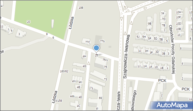 Częstochowa, Polskiego Czerwonego Krzyża, 25, mapa Częstochowy