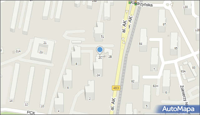 Częstochowa, Polskiego Czerwonego Krzyża, 2C, mapa Częstochowy