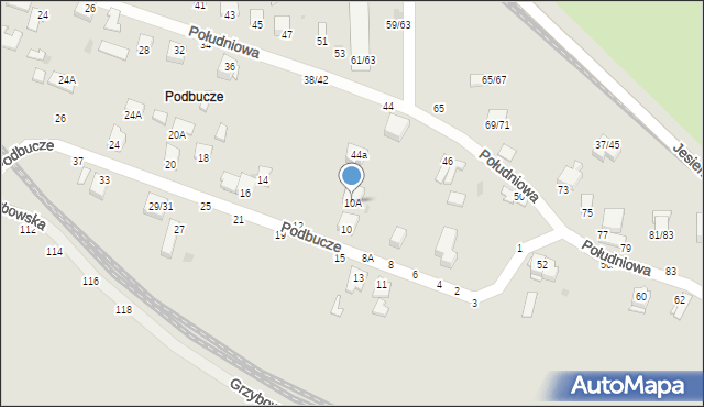 Częstochowa, Podbucze, 10A, mapa Częstochowy