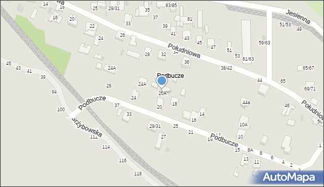 Częstochowa, Podbucze, 20A, mapa Częstochowy