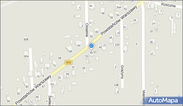 Częstochowa, Powstańców Warszawy, 51, mapa Częstochowy