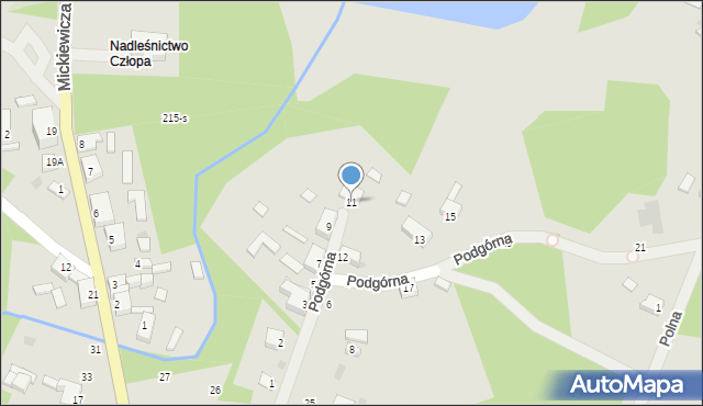 Człopa, Podgórna, 11, mapa Człopa