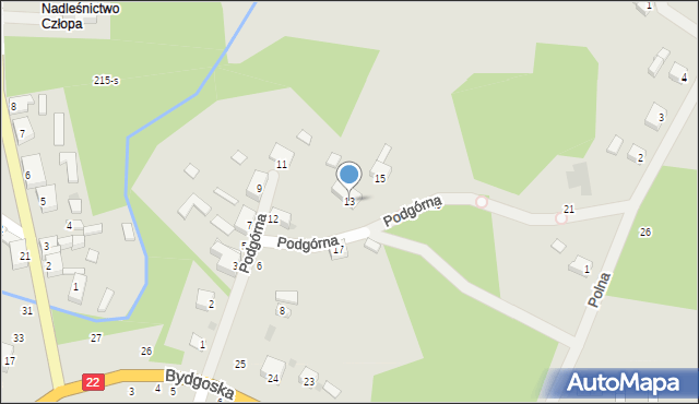 Człopa, Podgórna, 13, mapa Człopa