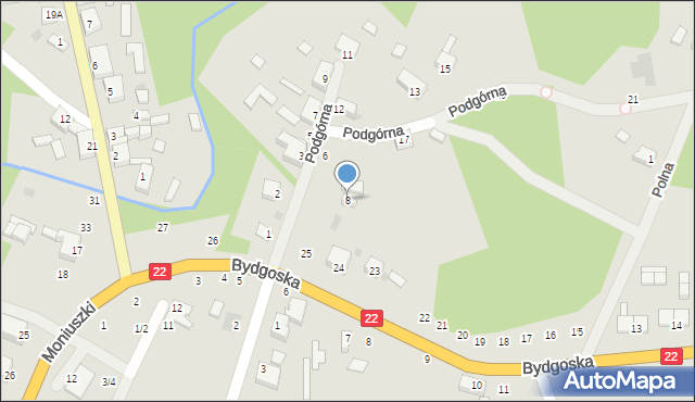 Człopa, Podgórna, 8, mapa Człopa