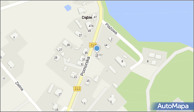 Dąbie, Pomorska, 12, mapa Dąbie