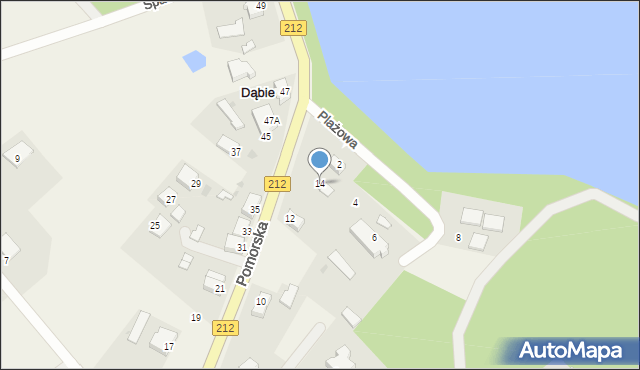 Dąbie, Pomorska, 14, mapa Dąbie
