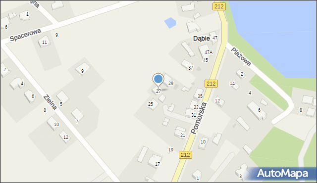 Dąbie, Pomorska, 27, mapa Dąbie