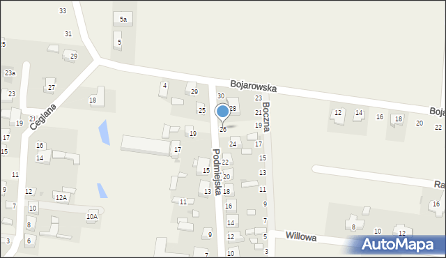 Dąbrowa, Podmiejska, 26, mapa Dąbrowa