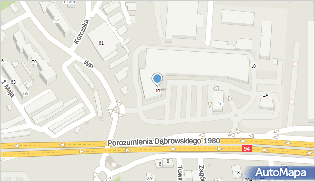 Dąbrowa Górnicza, Porozumienia Dąbrowskiego 1980, 1B, mapa Dąbrowa Górnicza