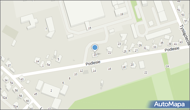 Dąbrowa Górnicza, Podlesie, 13, mapa Dąbrowa Górnicza