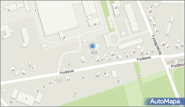 Dąbrowa Górnicza, Podlesie, 23, mapa Dąbrowa Górnicza