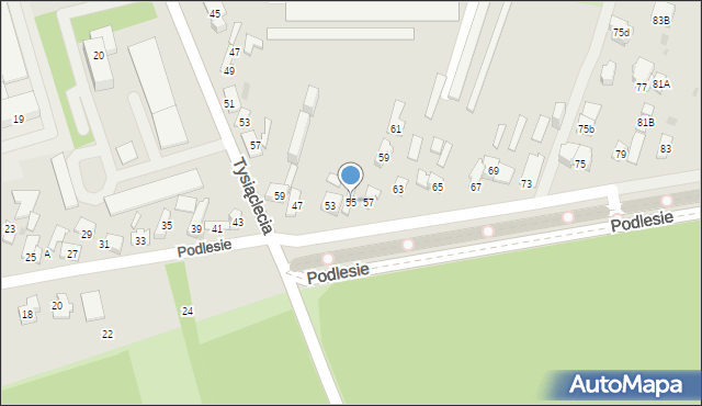 Dąbrowa Górnicza, Podlesie, 55, mapa Dąbrowa Górnicza