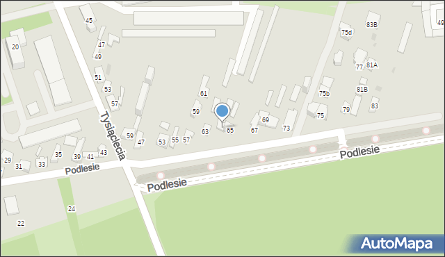 Dąbrowa Górnicza, Podlesie, 65A, mapa Dąbrowa Górnicza