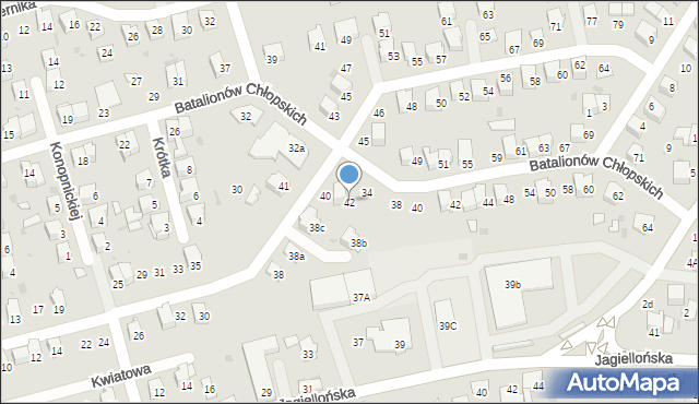 Dąbrowa Tarnowska, Popiełuszki Jerzego, bł. ks., 42, mapa Dąbrowa Tarnowska