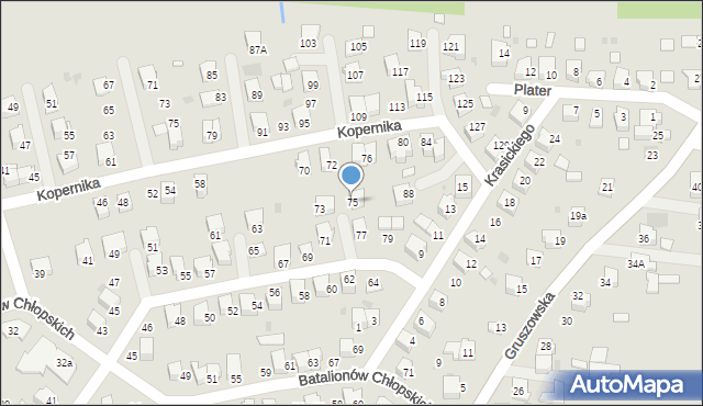 Dąbrowa Tarnowska, Popiełuszki Jerzego, bł. ks., 75, mapa Dąbrowa Tarnowska