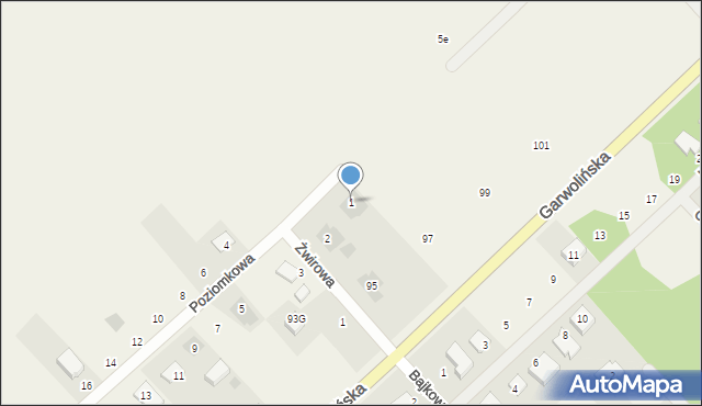 Dąbrówka-Ług, Poziomkowa, 1, mapa Dąbrówka-Ług