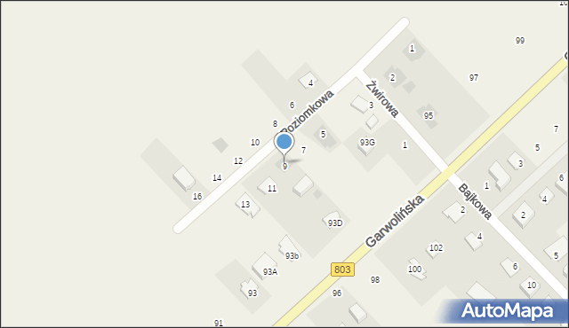 Dąbrówka-Ług, Poziomkowa, 9, mapa Dąbrówka-Ług