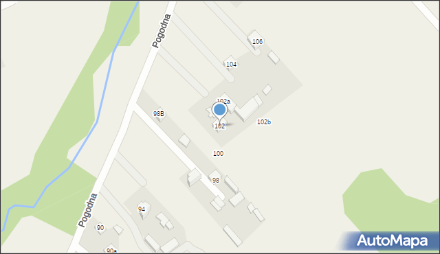 Dąbrówka-Strumiany, Pogodna, 102, mapa Dąbrówka-Strumiany