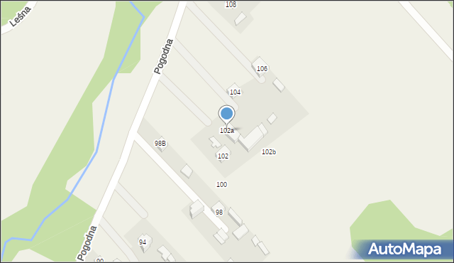 Dąbrówka-Strumiany, Pogodna, 102a, mapa Dąbrówka-Strumiany