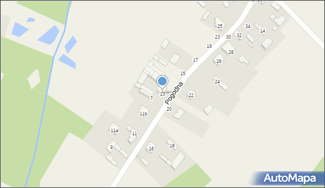 Dąbrówka-Strumiany, Pogodna, 13, mapa Dąbrówka-Strumiany