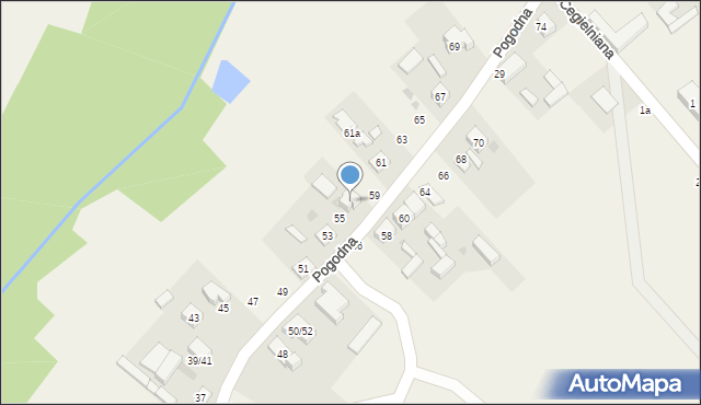 Dąbrówka-Strumiany, Pogodna, 57, mapa Dąbrówka-Strumiany