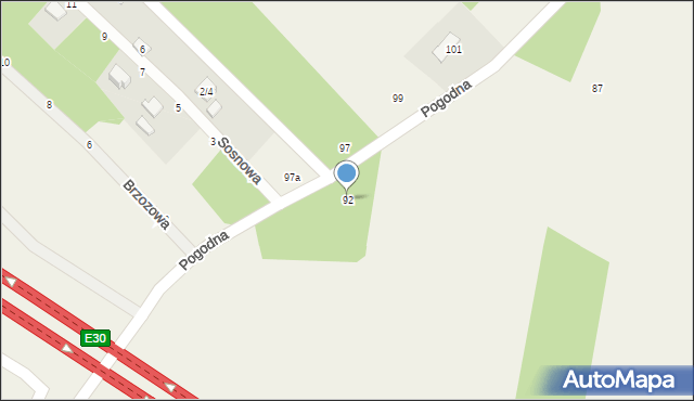 Dąbrówka-Strumiany, Pogodna, 92, mapa Dąbrówka-Strumiany