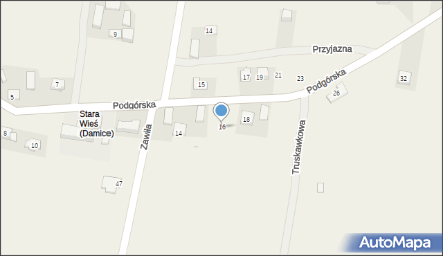 Damice, Podgórska, 16, mapa Damice