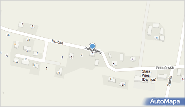 Damice, Podgórska, 6, mapa Damice