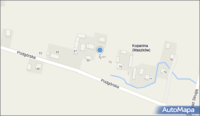 Damice, Podgórska, 71, mapa Damice