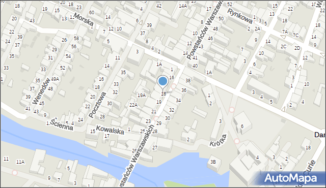 Darłowo, Powstańców Warszawskich, 18, mapa Darłowo