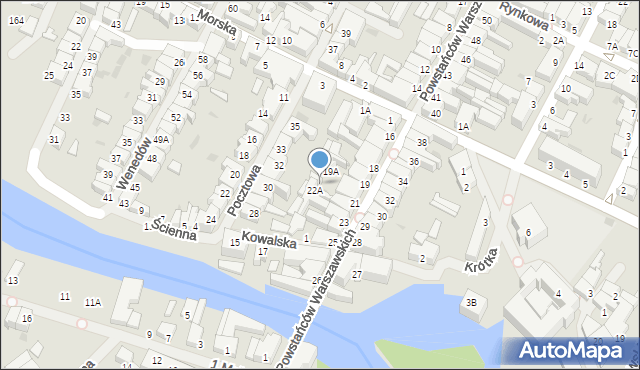 Darłowo, Powstańców Warszawskich, 20A, mapa Darłowo