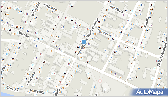 Darłowo, Powstańców Warszawskich, 43, mapa Darłowo