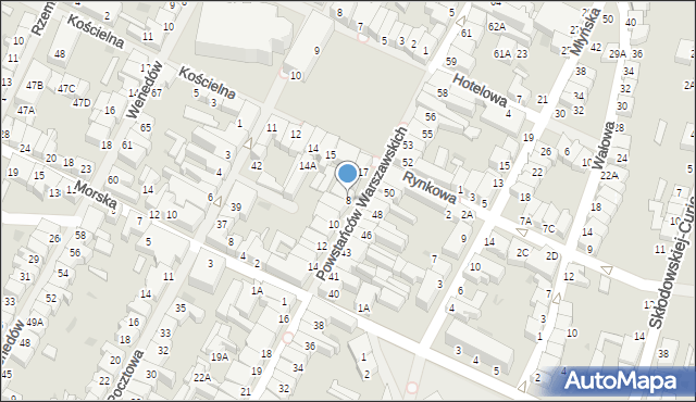 Darłowo, Powstańców Warszawskich, 8, mapa Darłowo