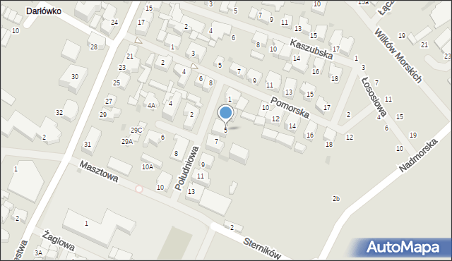 Darłowo, Południowa, 5, mapa Darłowo