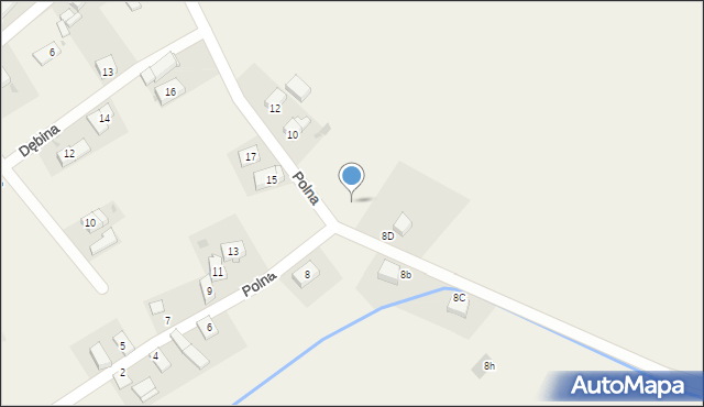 Dębina, Polna, 10c, mapa Dębina
