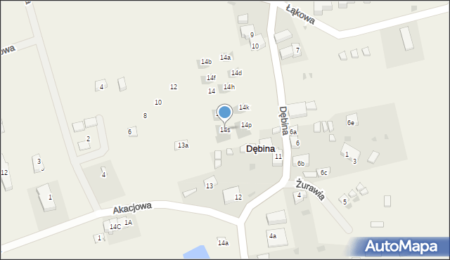 Dębina, Podgórna, 14s, mapa Dębina